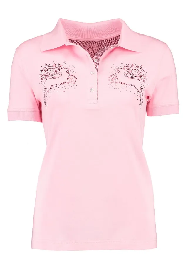 os-trachten-urefo-poloshirt-damen-kurzarm-mit-hirsch-motiv image 1
