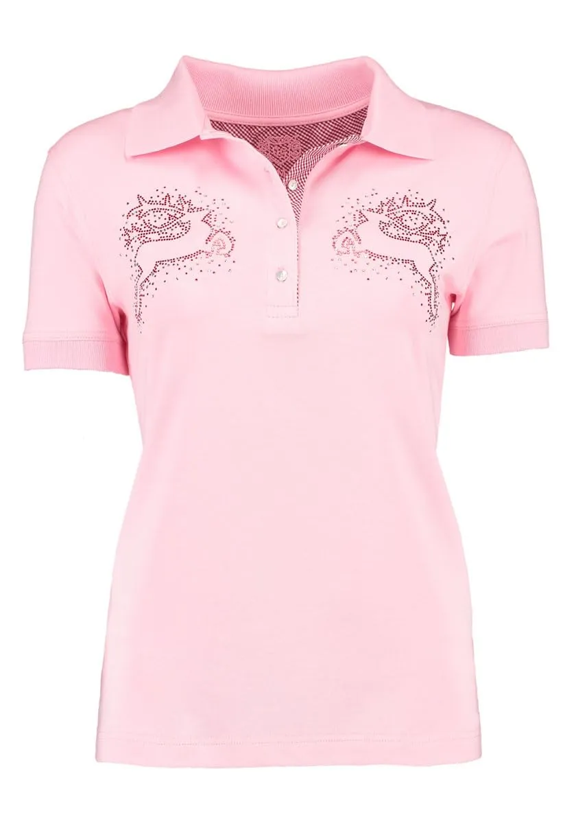 os-trachten-urefo-poloshirt-damen-kurzarm-mit-hirsch-motiv image 1