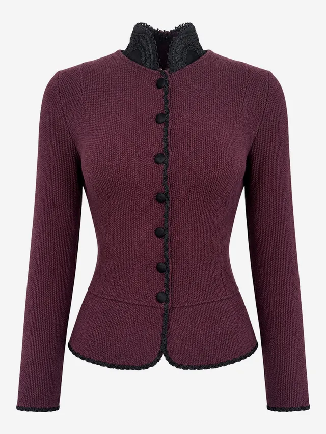 litzlfelder-lea-strickblazer-damen-rubinrot-schurwolle image 1