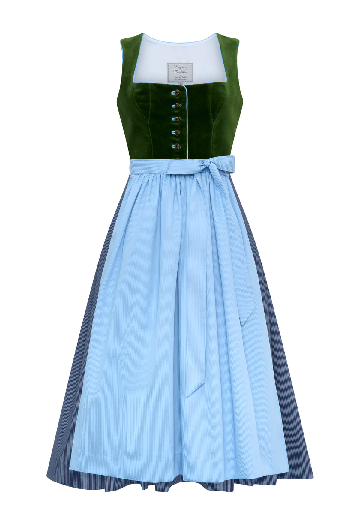 m-nchner-manufaktur-fanny-dirndl-samt-gr-n-gestreift image 1