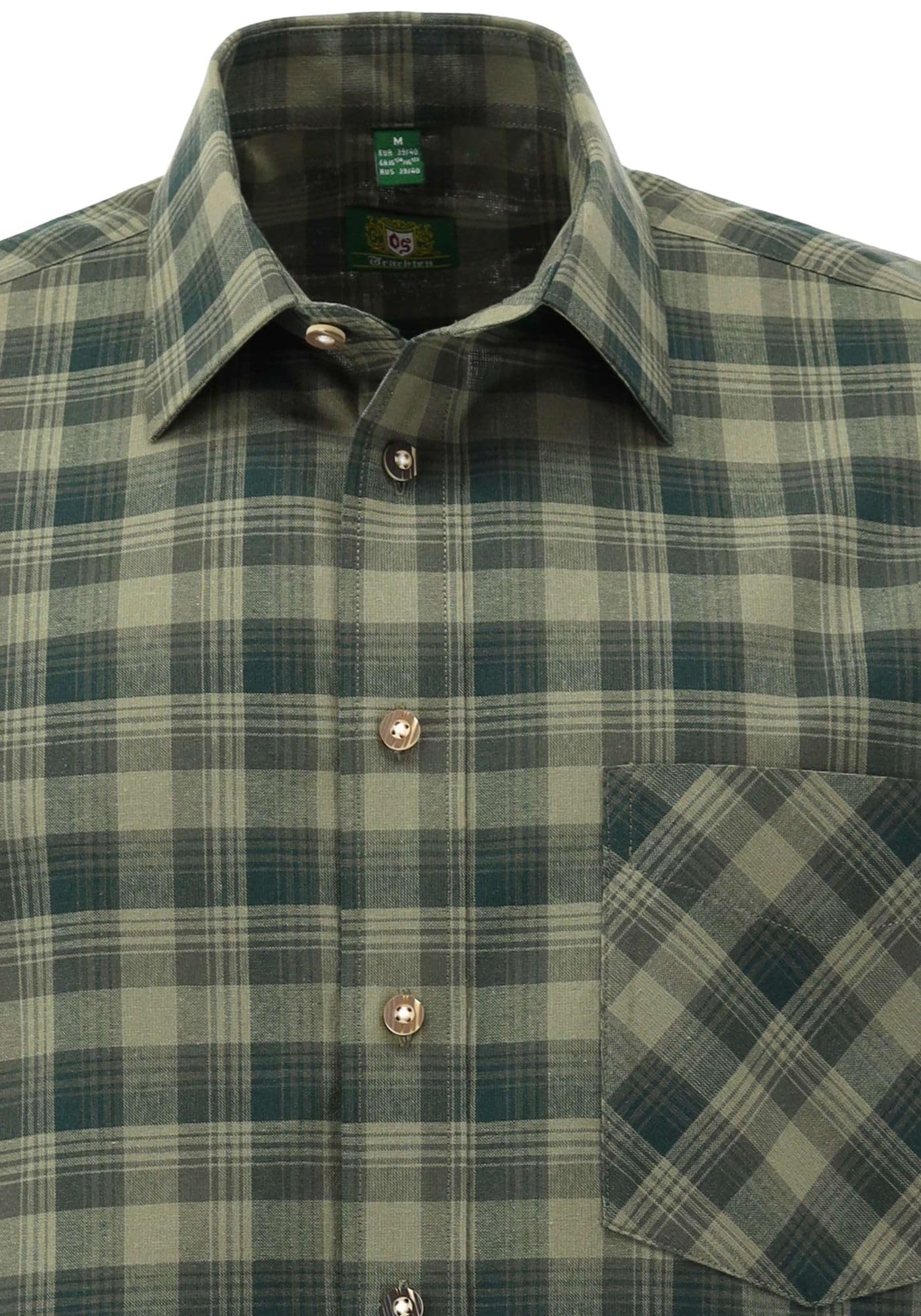 os-trachten-jagdhemd-demid-slim-fit-herren-41-42-kurzarm-karo image 3