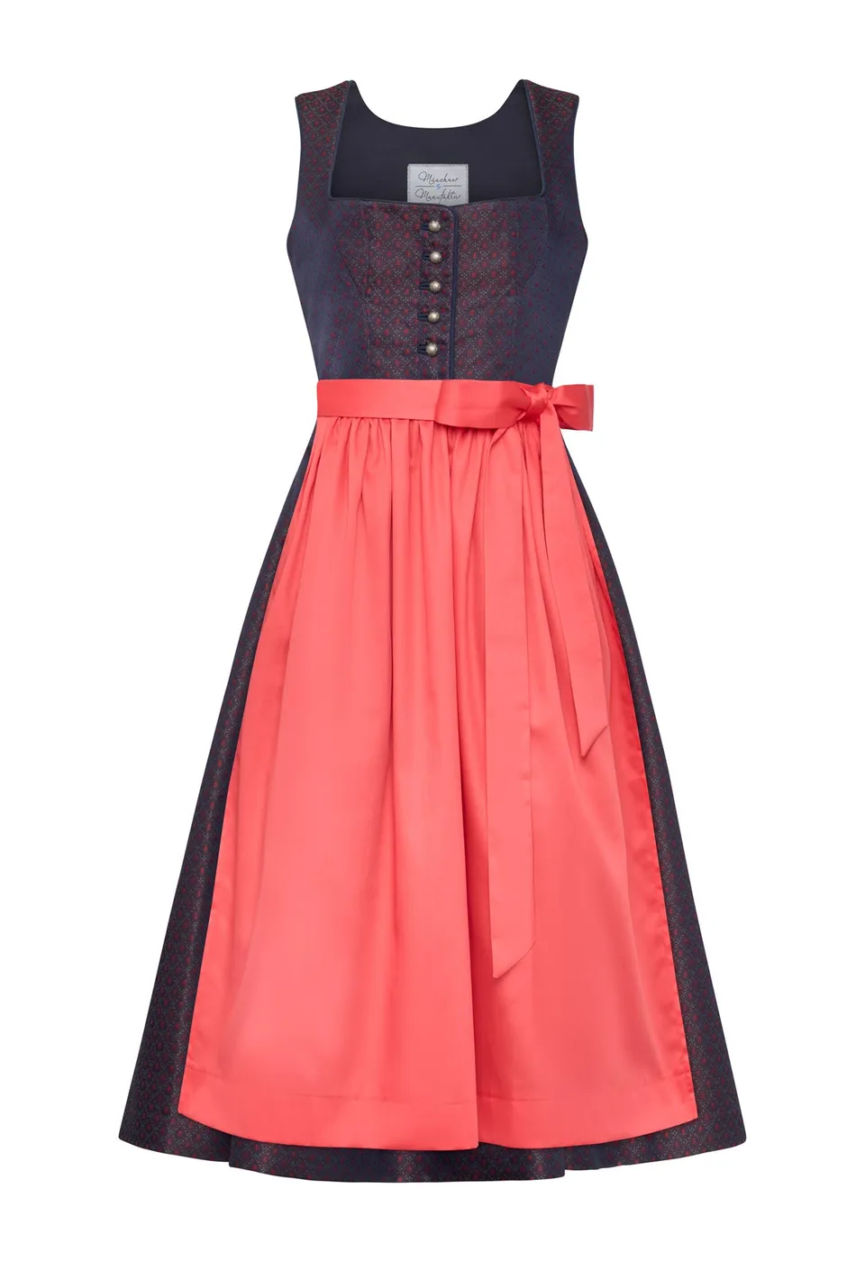 m-nchner-manufaktur-dirndl-fanny-marine-koralle-midi-80-cm image 1
