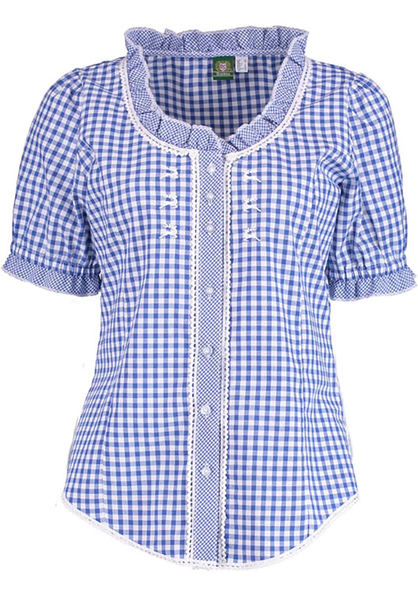 os-trachten-poror-trachtenbluse-kurzarm-mittelblau image 1